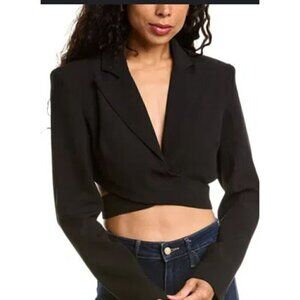 New York & Co. Cropped Wrap Blazer in Black -S